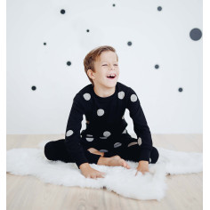 Cotton kids Pyjamas – Black with dots 2