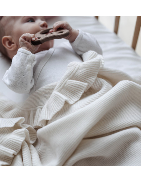 FRILL CASHMERE baby blanket - CREAM