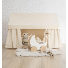 Cotton Bed Frame Canopy in Neutral