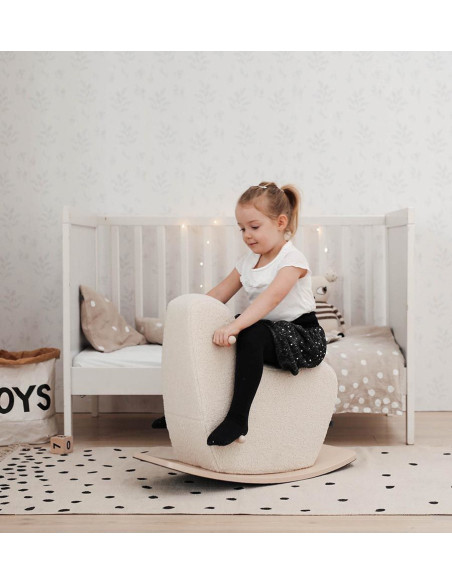 Toddler Furry Rocking Horse in Ivory