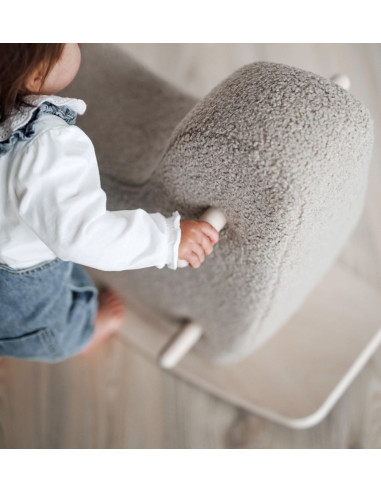 Toddler Furry Rocking Horse in Warm Grey