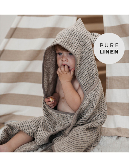 Hooded Baby Terry Bath Towel in Warm Grey
