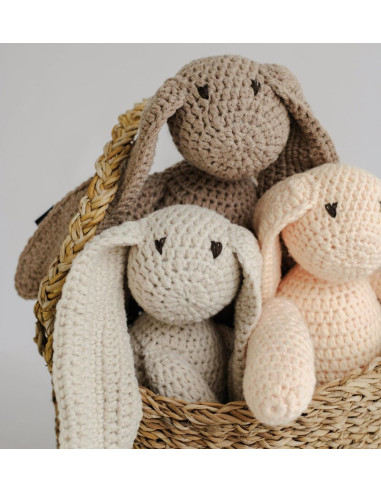 Crochet Cotton Bunny in Stone