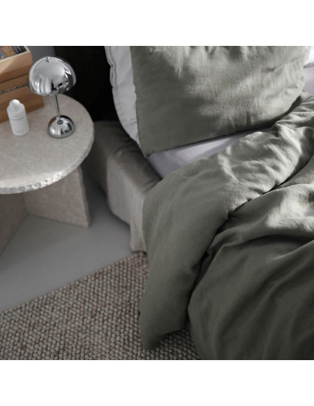 Lanena prevleka za odejo Olive Green