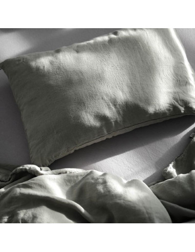Olive Green Linen Pillowcase