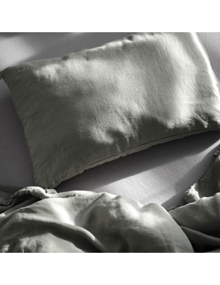 Olive Green Linen Pillowcase