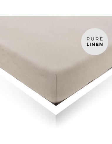 Natural Linen Double Fitted Sheet