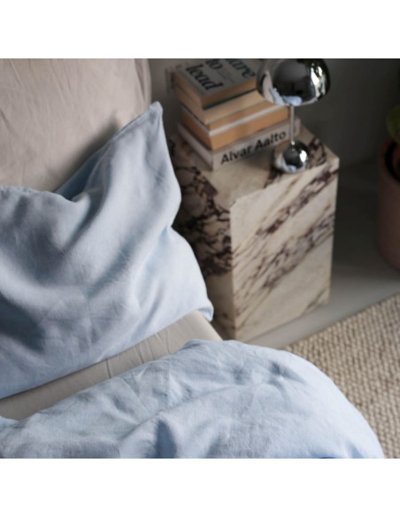 Soft Blue Linen Pillowcase