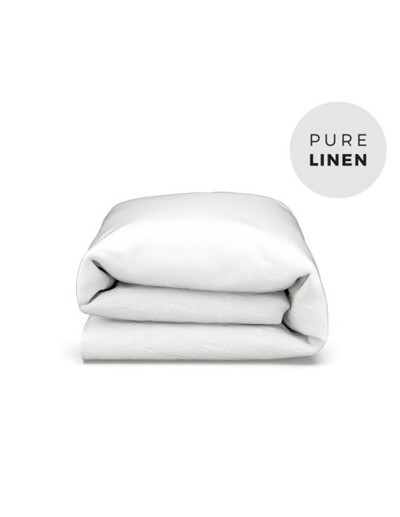 Pure White Linen Double Duvet Cover