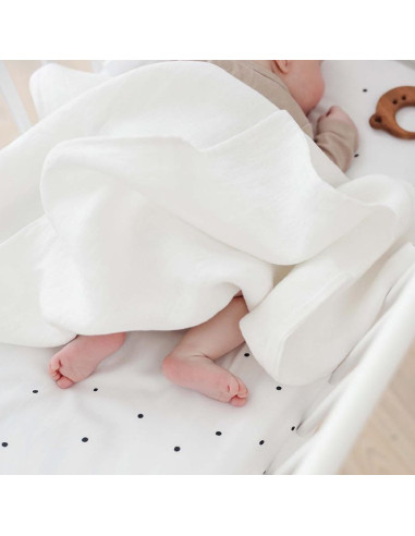 Baby lanena prevleka za odejo Pure white