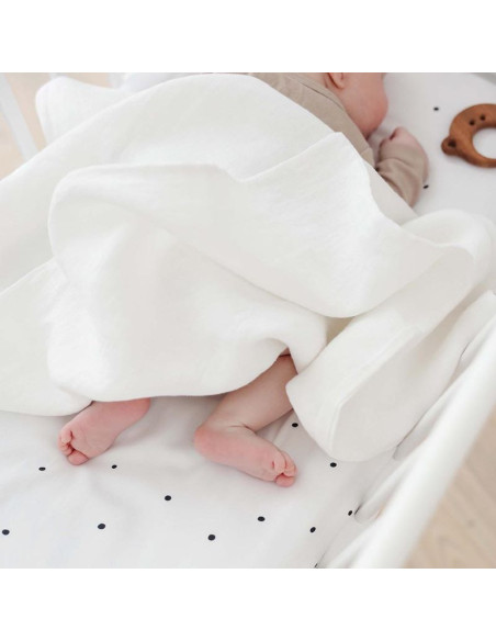 Baby lanena prevleka za odejo Pure white