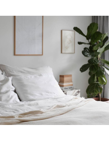 Pure White Linen Double Duvet Cover