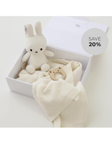 Darilni komplet bel Miffy zajček v škatli