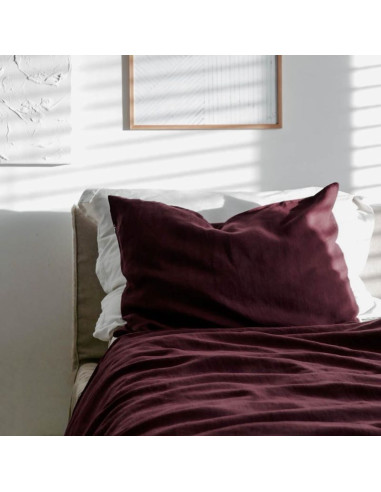 Lanena prevleka za vzglavnik Dark ruby