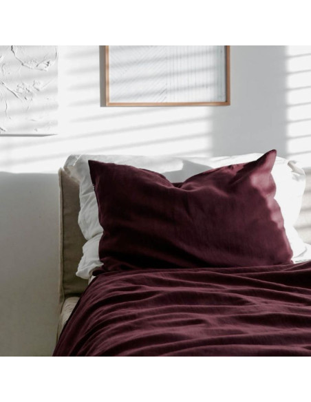 Lanena prevleka za vzglavnik Dark ruby