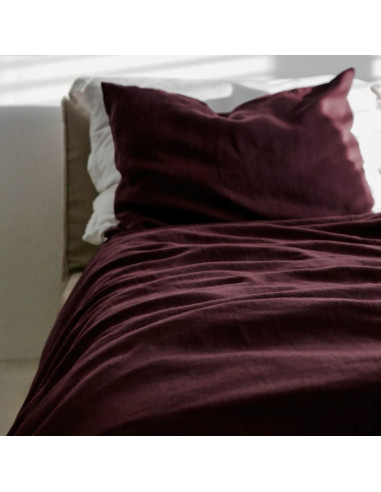 Lanena prevleka za odejo Dark ruby