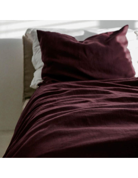 Lanena prevleka za odejo Dark ruby