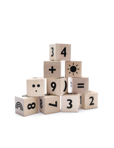 Lesene matematične kocke v črni barvi